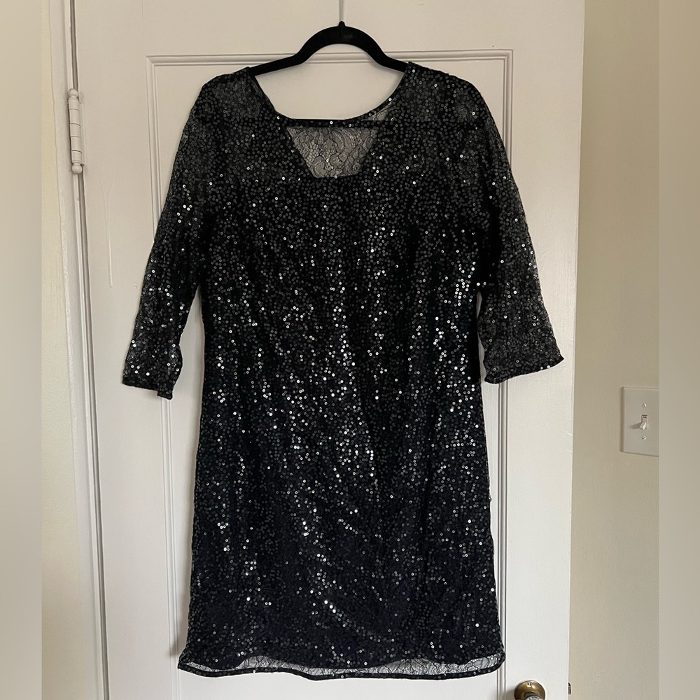 Ann Taylor Shimmering Black Sequin Dress